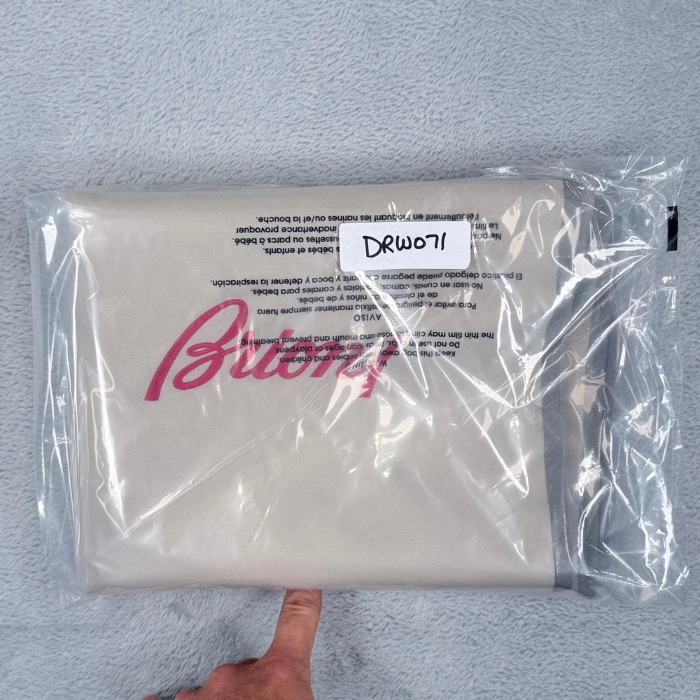 Brioni Garment Bag Cream Grey Logo Hanging Folding Suit Carrier Travel Cover 071
